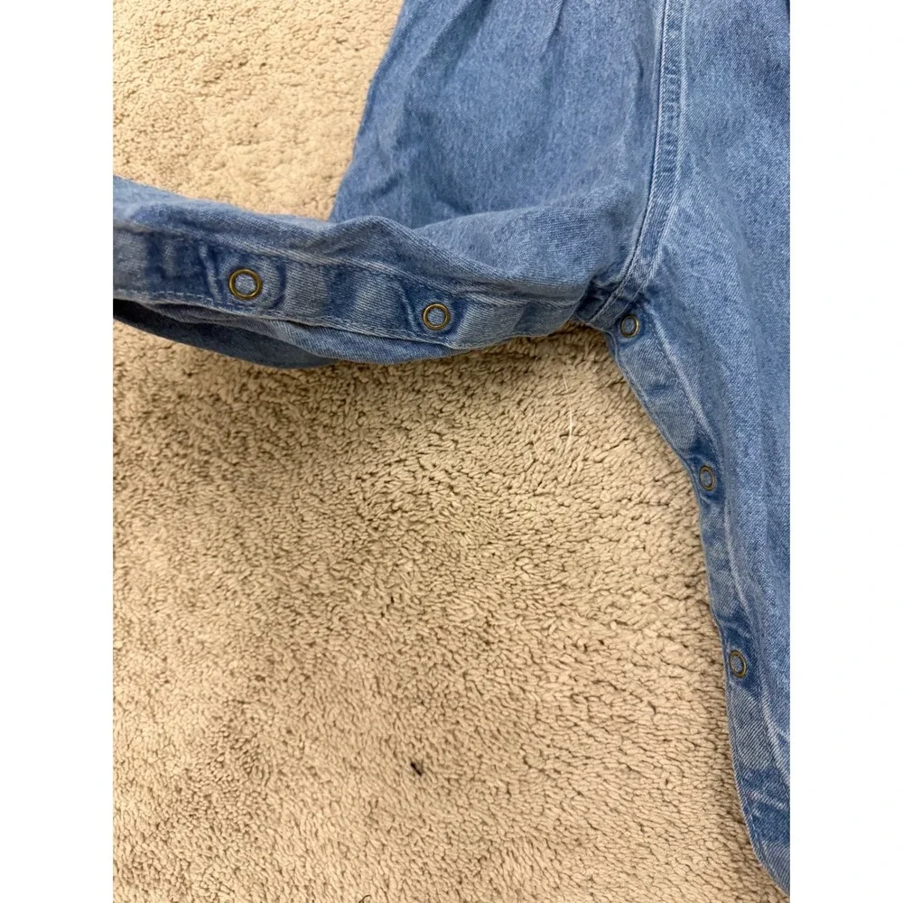Baby B'gosh Overalls Kids 24M Blue Denim Vintage Pleated Snap Inseam